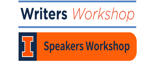 Writers Workshop and Speakers Workshop logos stacked on top of each other
