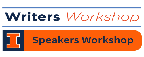 Writers Workshop and Speakers Workshop logos stacked on top of each other